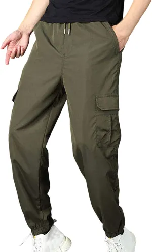 Cargo Pants for Men Casual Solid Multiple Pockets Breathable Comfy Trousers Regular Full Length Lightweight Pants