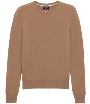 Cashmere Blend Crewneck Sweater: Caramel