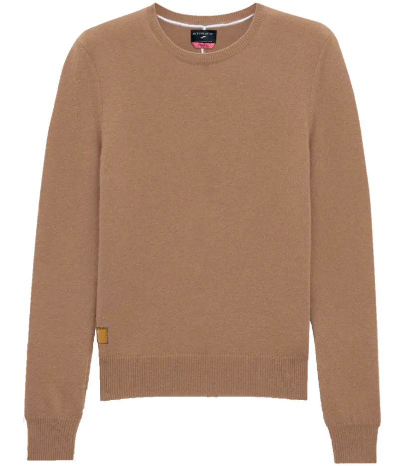 Cashmere Blend Crewneck Sweater: Caramel