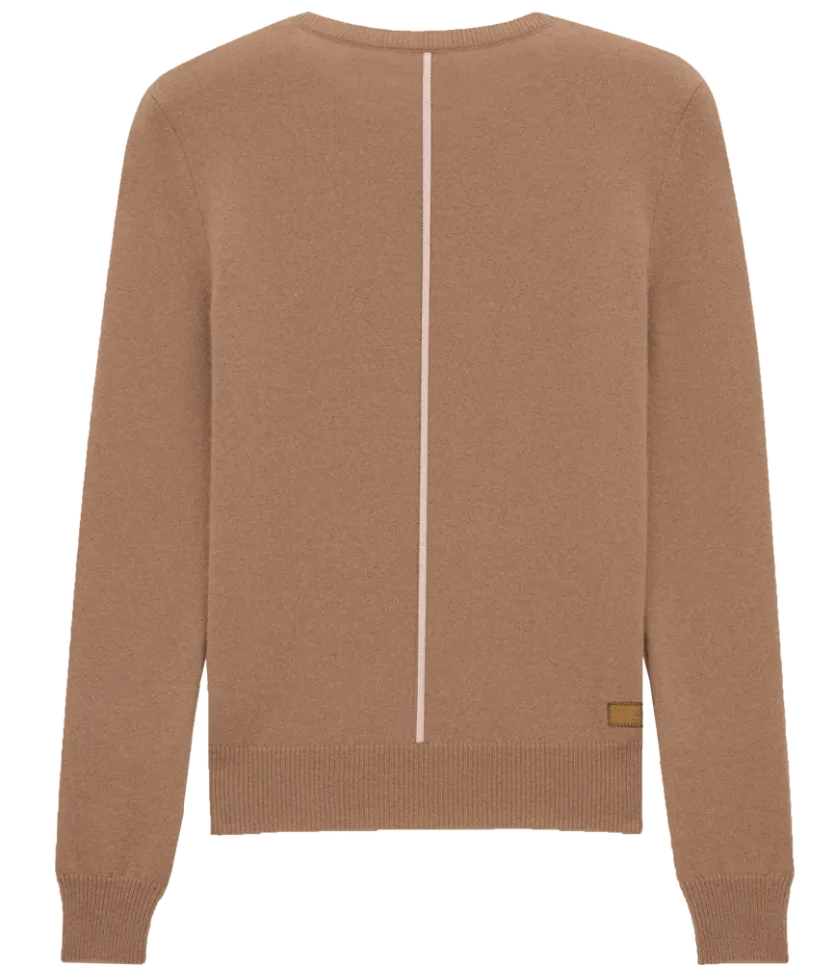 Cashmere Blend Crewneck Sweater: Caramel