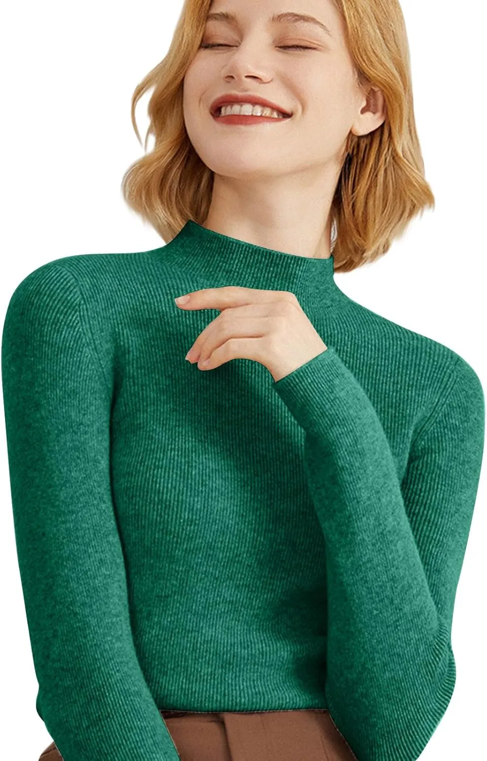 Cashmere Sweaters for Women Long Sleeve Mock Neck Soft Pullover Tops Warm Lightweight Thick Knit Sweater