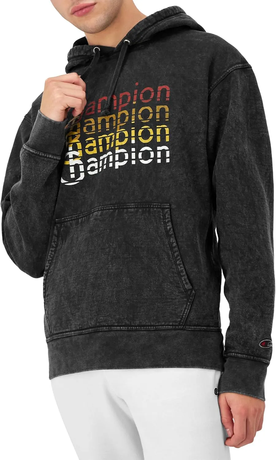 Champion Men's Hoodie, Mineral Dye Graphic Hoodie, Fleece Men's Hoodie Sweatshirt