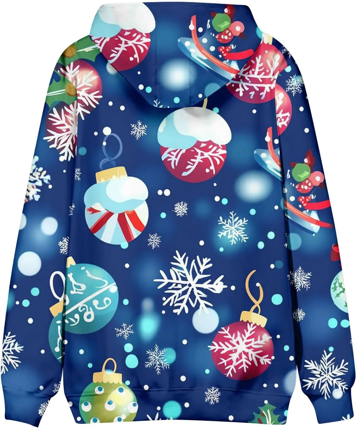 Christmas Hoodies for Men Fashion 3D Cute Santa Printed Graphic Long Sleeve Drawstring Hooded Pullover Sweatshirts