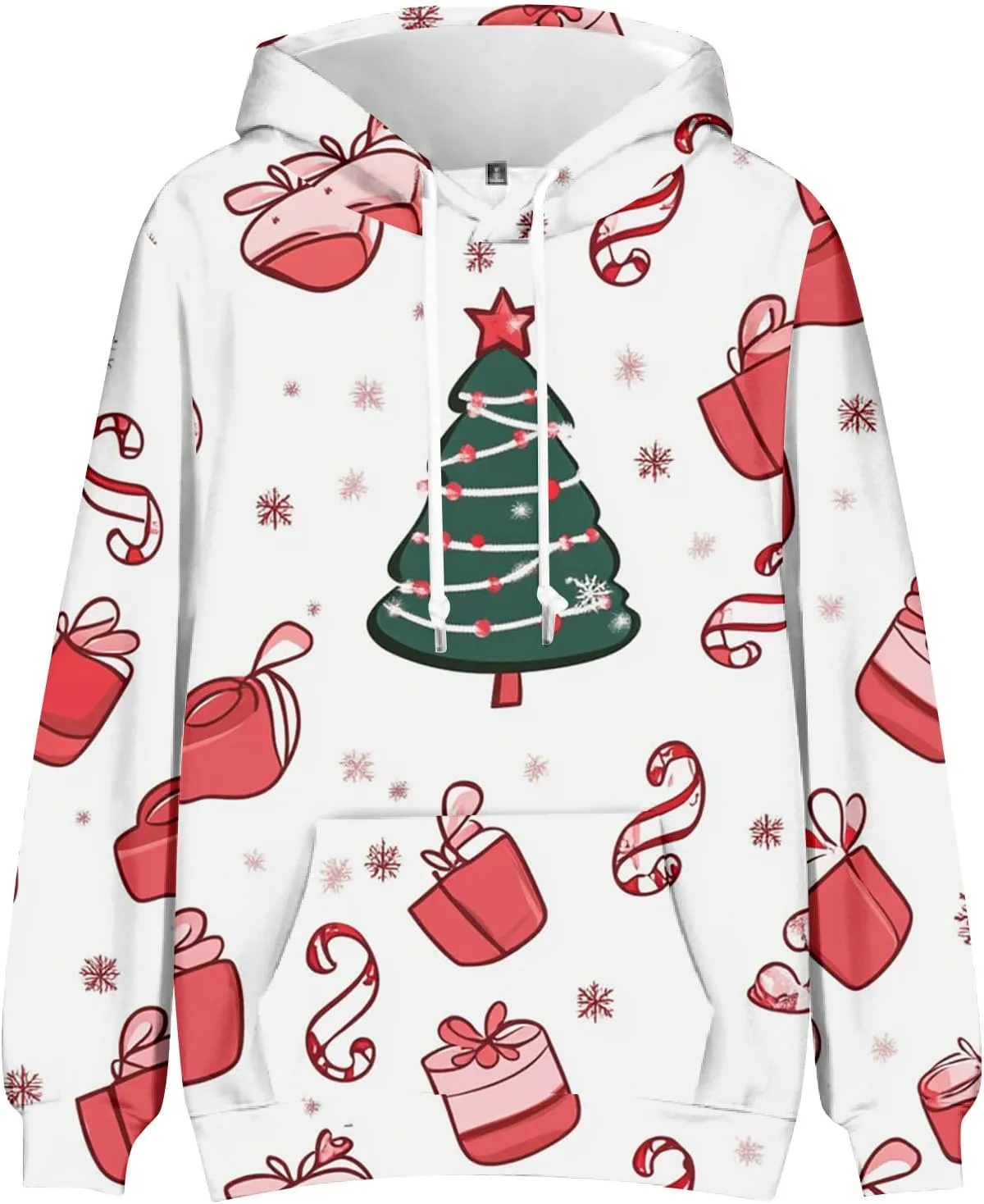 Christmas Hoodies for Men Fashion 3D Cute Santa Printed Graphic Long Sleeve Drawstring Hooded Pullover Sweatshirts