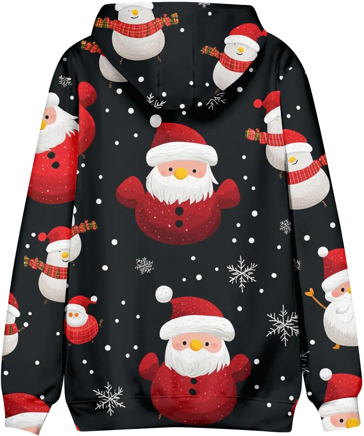 Christmas Hoodies for Men Fashion 3D Cute Santa Printed Graphic Long Sleeve Drawstring Hooded Pullover Sweatshirts