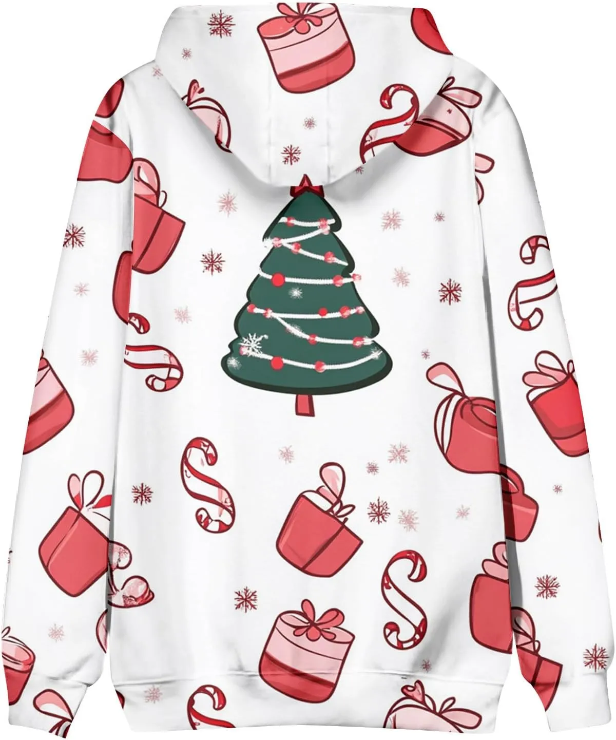 Christmas Hoodies for Men Fashion 3D Cute Santa Printed Graphic Long Sleeve Drawstring Hooded Pullover Sweatshirts