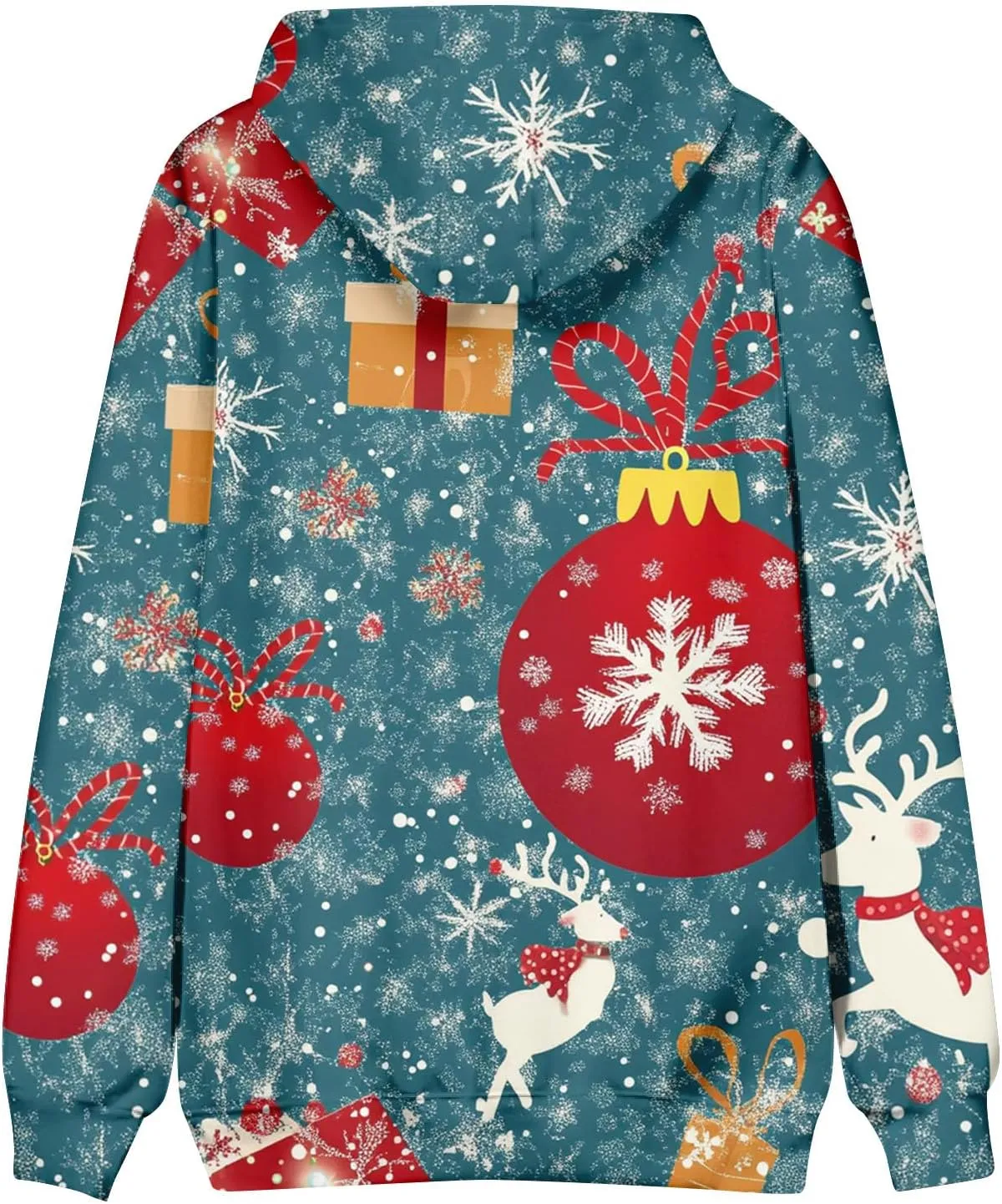Christmas Hoodies for Men Fashion 3D Cute Santa Printed Graphic Long Sleeve Drawstring Hooded Pullover Sweatshirts