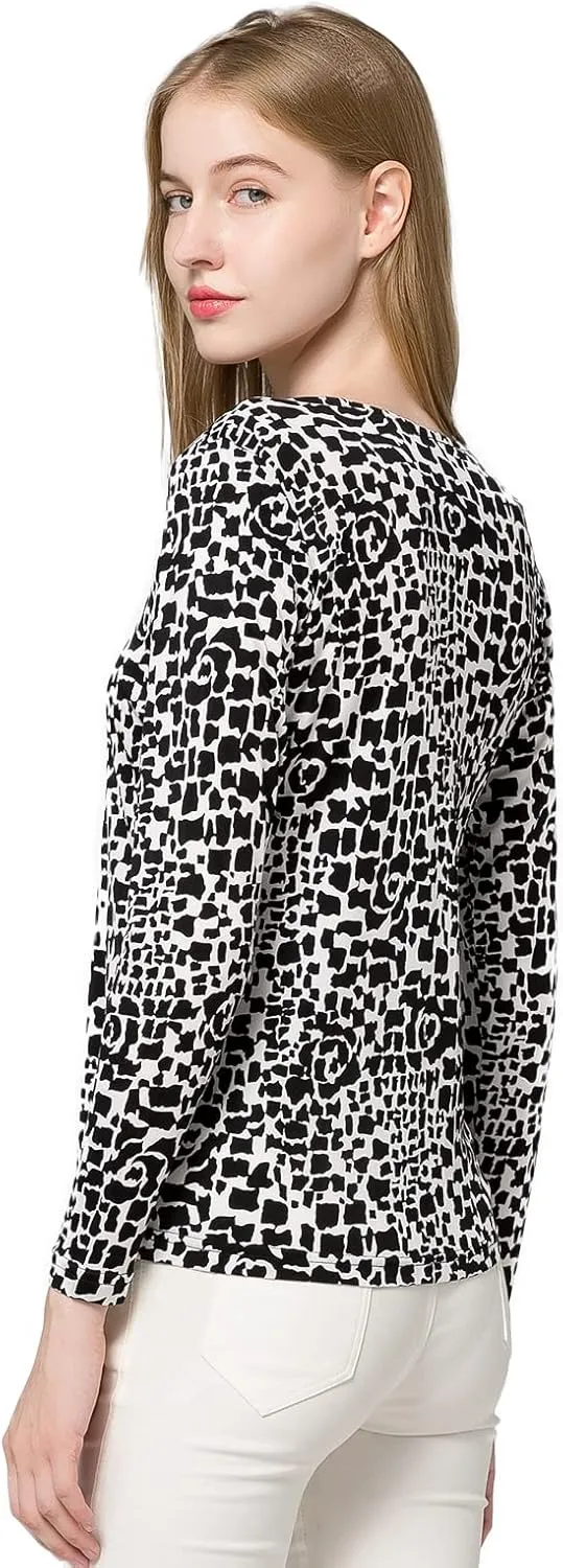 CLC Women's Mulberry Silk Printed T-Shirt Long Sleeve Shirt
