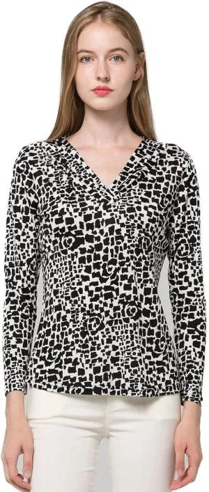 CLC Women's Mulberry Silk Printed T-Shirt Long Sleeve Shirt