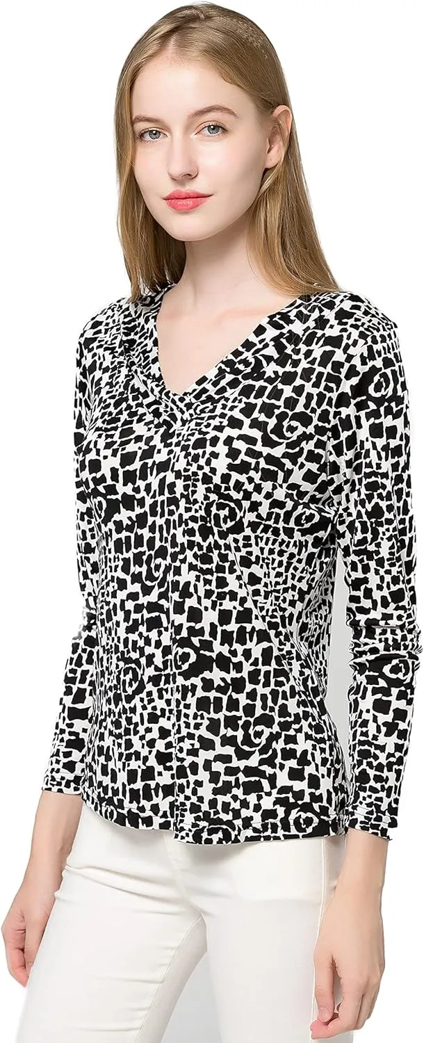 CLC Women's Mulberry Silk Printed T-Shirt Long Sleeve Shirt