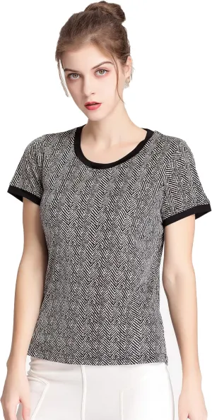 CLC Women's Mulberry Silk Printed T-Shirt Short Sleeve Shirt