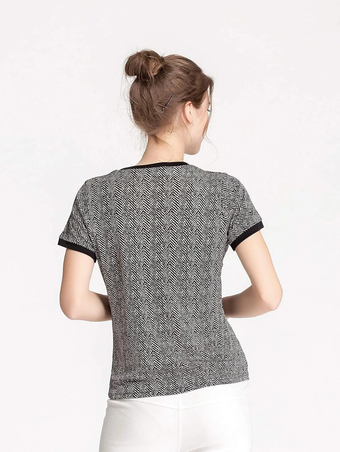 CLC Women's Mulberry Silk Printed T-Shirt Short Sleeve Shirt