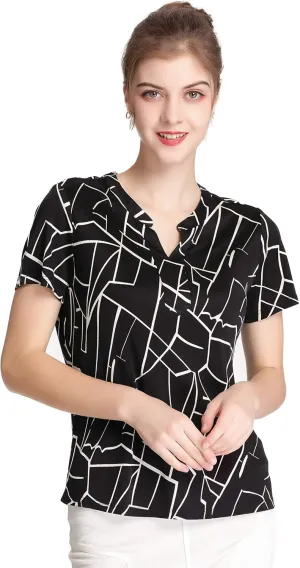 CLC Women's Mulberry Silk Printed T-Shirt Short Sleeve Shirt
