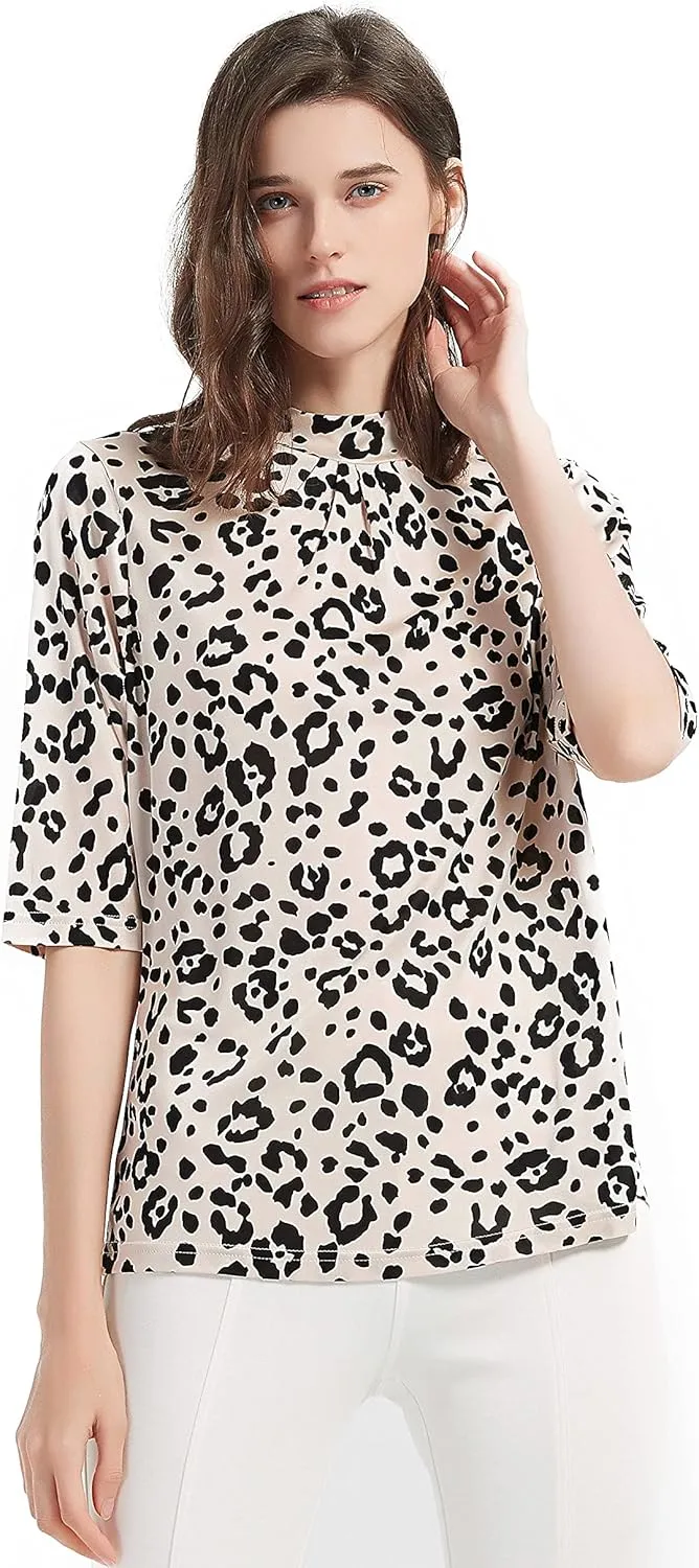 CLC Women's Mulberry Silk Printed T-Shirt Short Sleeve Shirt