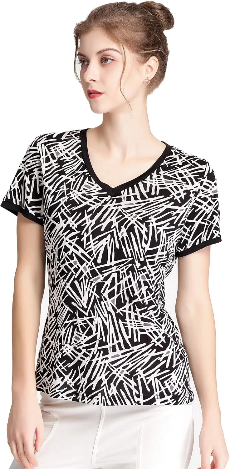 CLC Women's Mulberry Silk Printed T-Shirt Short Sleeve Shirt