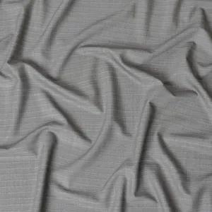 Cloud grey Premium pure Italian all wool suiting fabric with same tone and powder blue stripe design-D14800