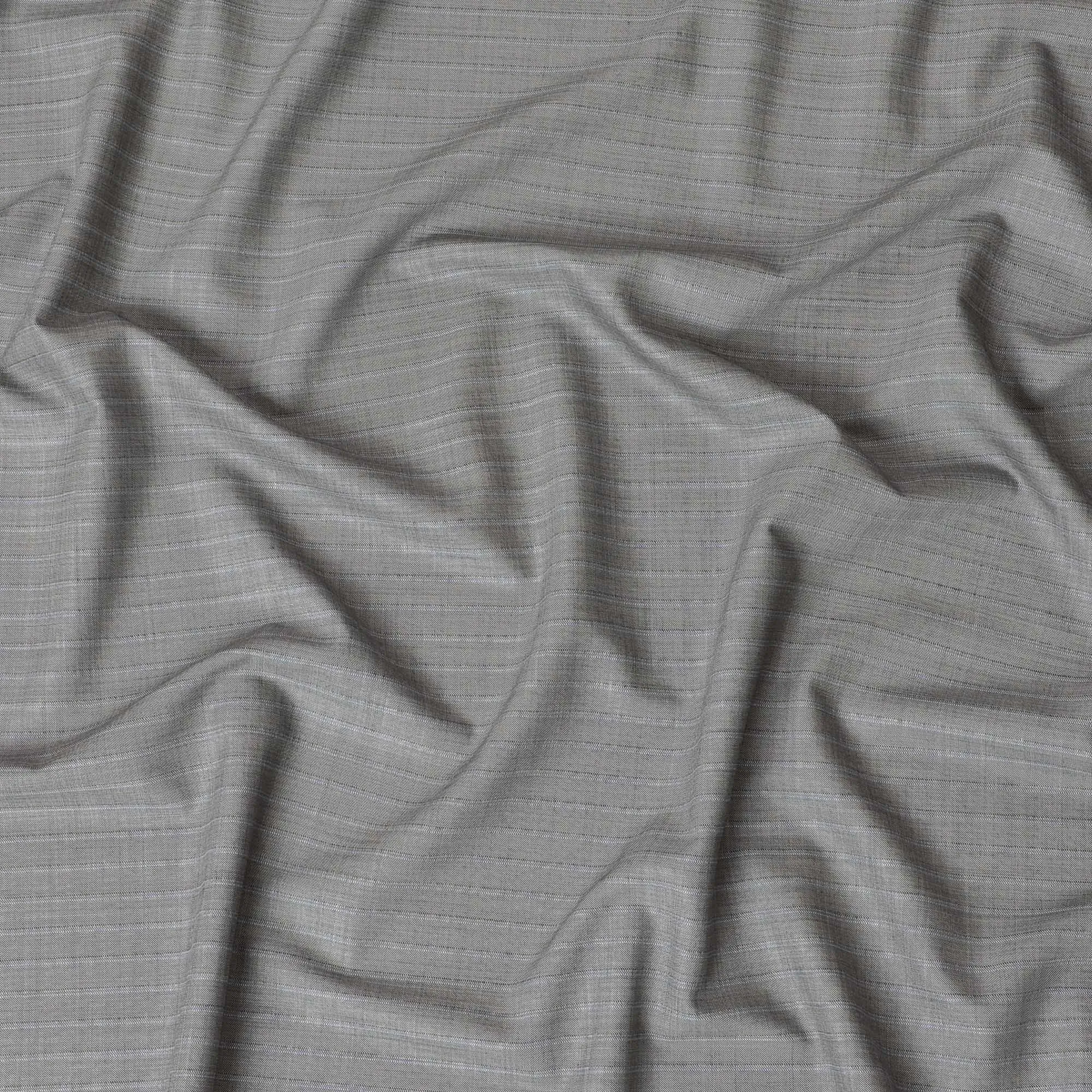 Cloud grey Premium pure Italian all wool suiting fabric with same tone and powder blue stripe design-D14800