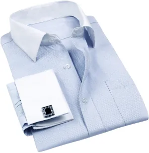 Cloudstyle Men's Dress Shirt Slim Fit Button Down Stripe Checked Shirt