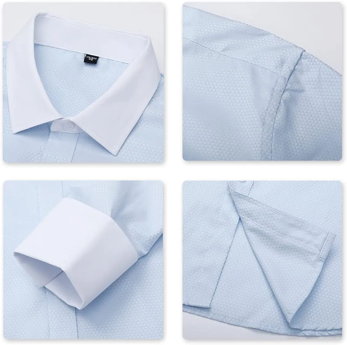 Cloudstyle Men's Dress Shirt Slim Fit Button Down Stripe Checked Shirt