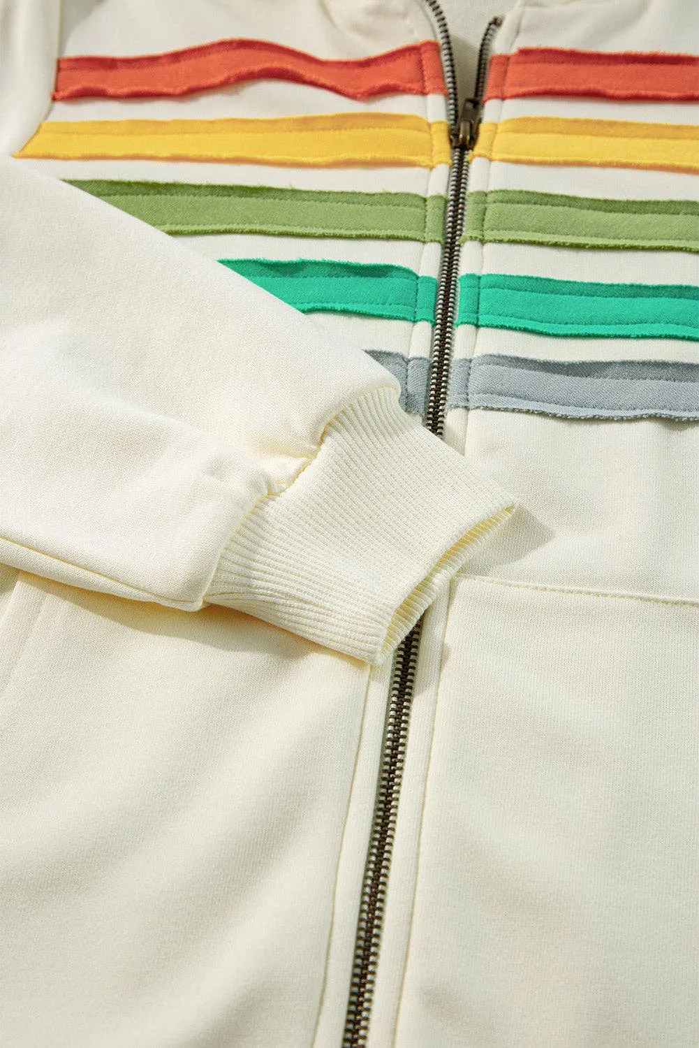 Colorblock Striped Zipper Hoodie