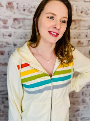 Colorblock Striped Zipper Hoodie