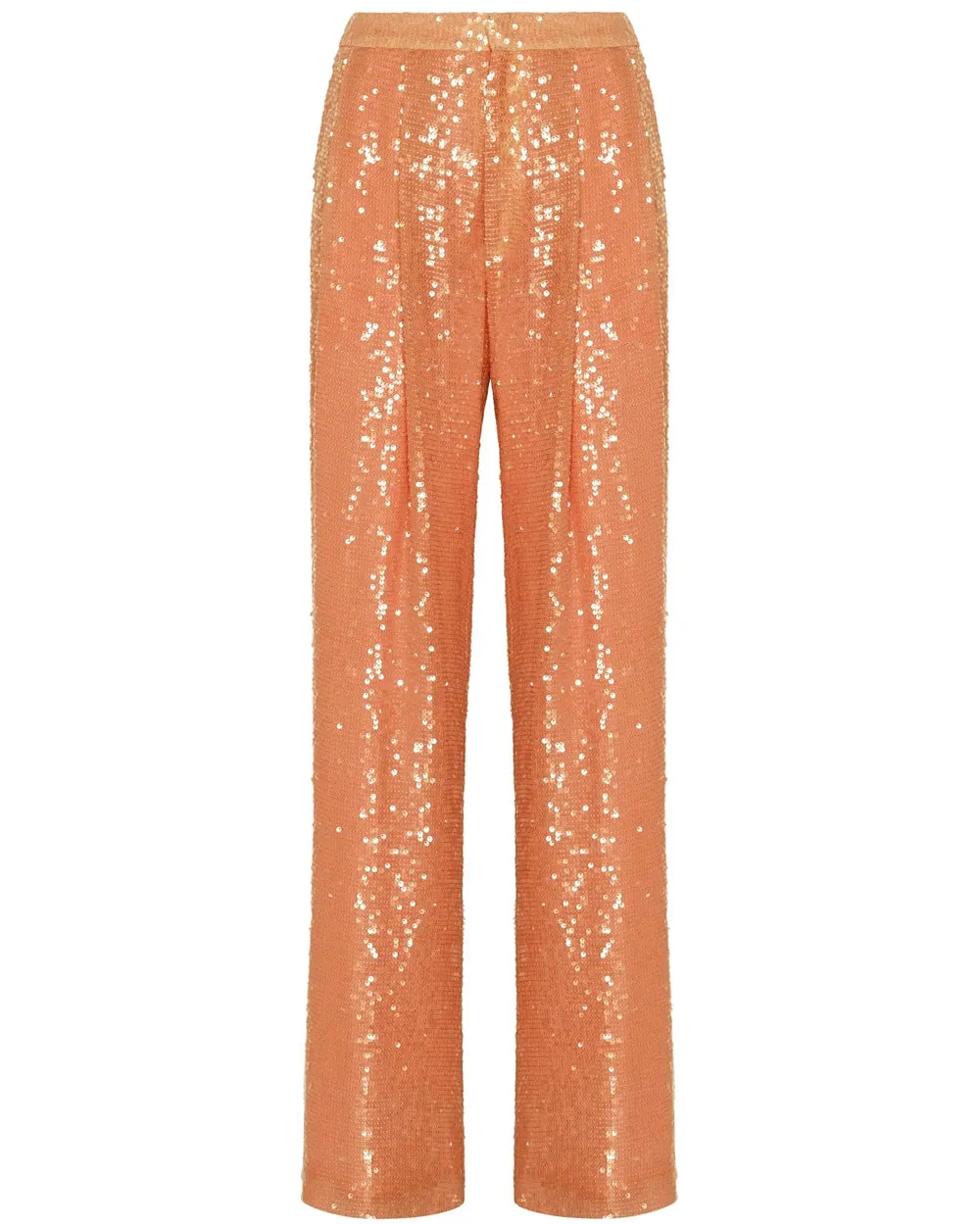 Coral Sequin Relaxed Pleat Pant