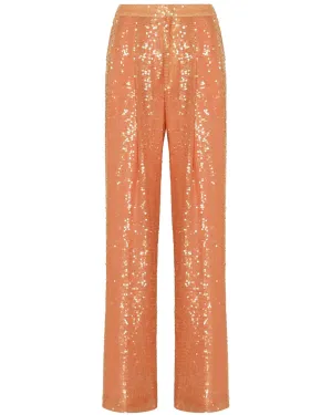 Coral Sequin Relaxed Pleat Pant