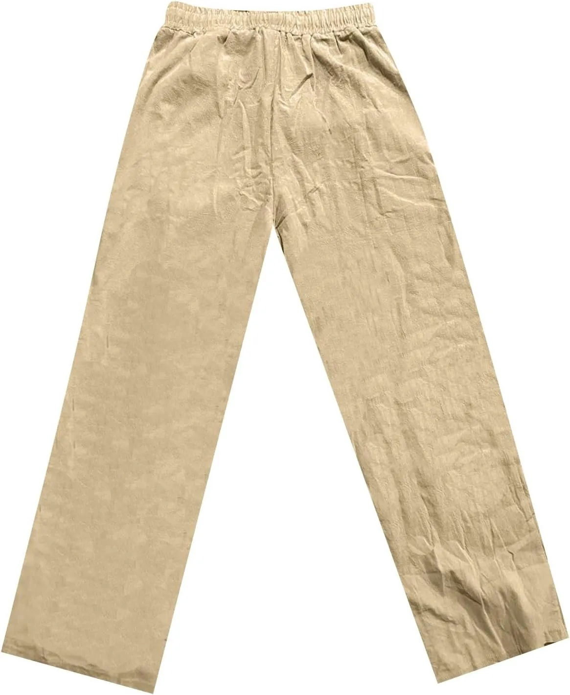 Cotton Linen Pnats for Men Solid Color Drawstring Loose Breathable Casual Pants 2025