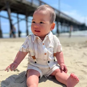Cream Captain Baby Shorts with Suspenders