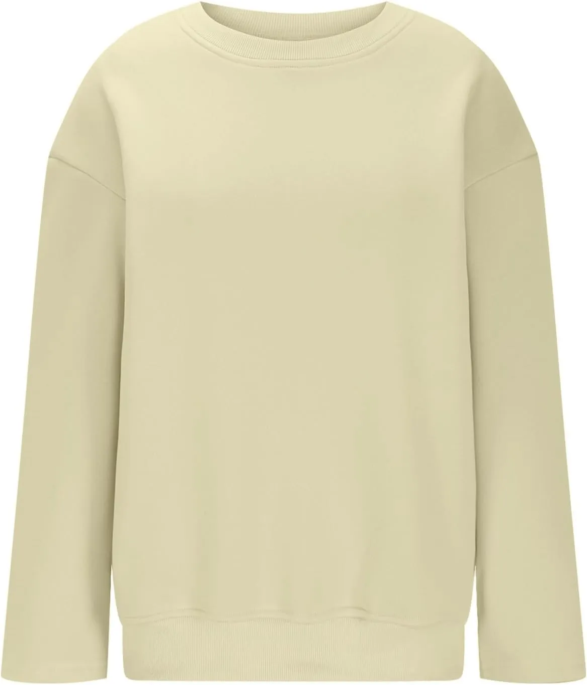 Crewneck Sweatshirt for Women Solid Color Oversized Sweatshirt Long Sleeve Pullover Top Fall Winter Sweatshirt