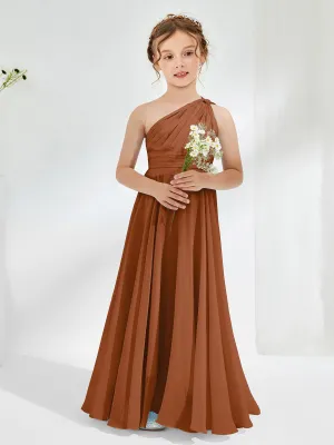 Cute One Shoulder  A-line Junior Bridesmaid Dresses Terracotta