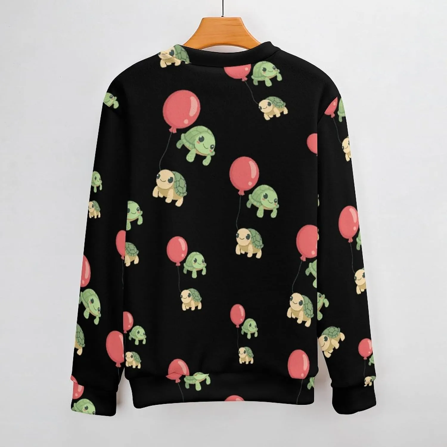 Cute Turtle Balloon Crew Neck Sweater Oversized Long Sleeve Pure Cotton Casual Knit Pullover Sweatshirt