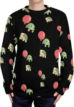 Cute Turtle Balloon Crew Neck Sweater Oversized Long Sleeve Pure Cotton Casual Knit Pullover Sweatshirt