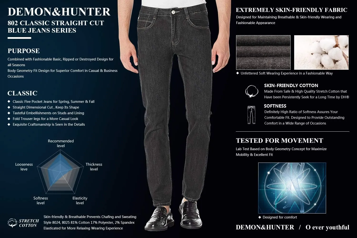 Demon&Hunter Straight Series Men's Straight Leg Jeans