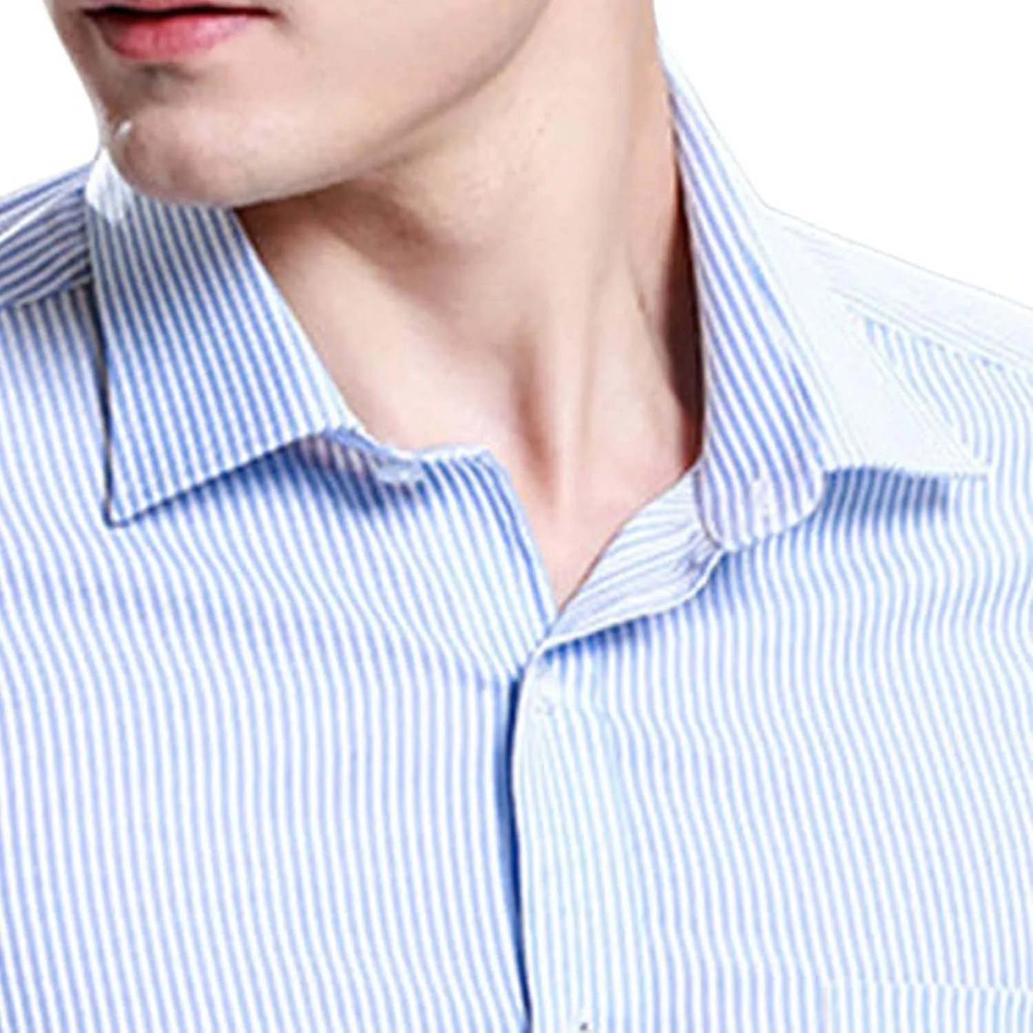 DGHM-JLMY Men's Iron-Free Slim Fit Business Shirt Regular Fit Lapel Collar Dress Shirt Pocket Decorative Dress Shirt