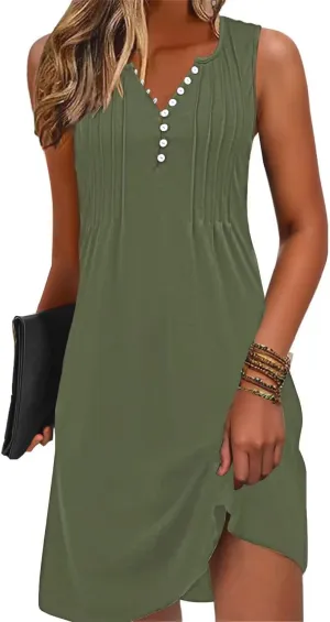 Disamer Beach Dresses for Women 2025 Vacation Swim Cover up V-Neck Summer Dress Button Down Sleeveless Boho Floral Sundress