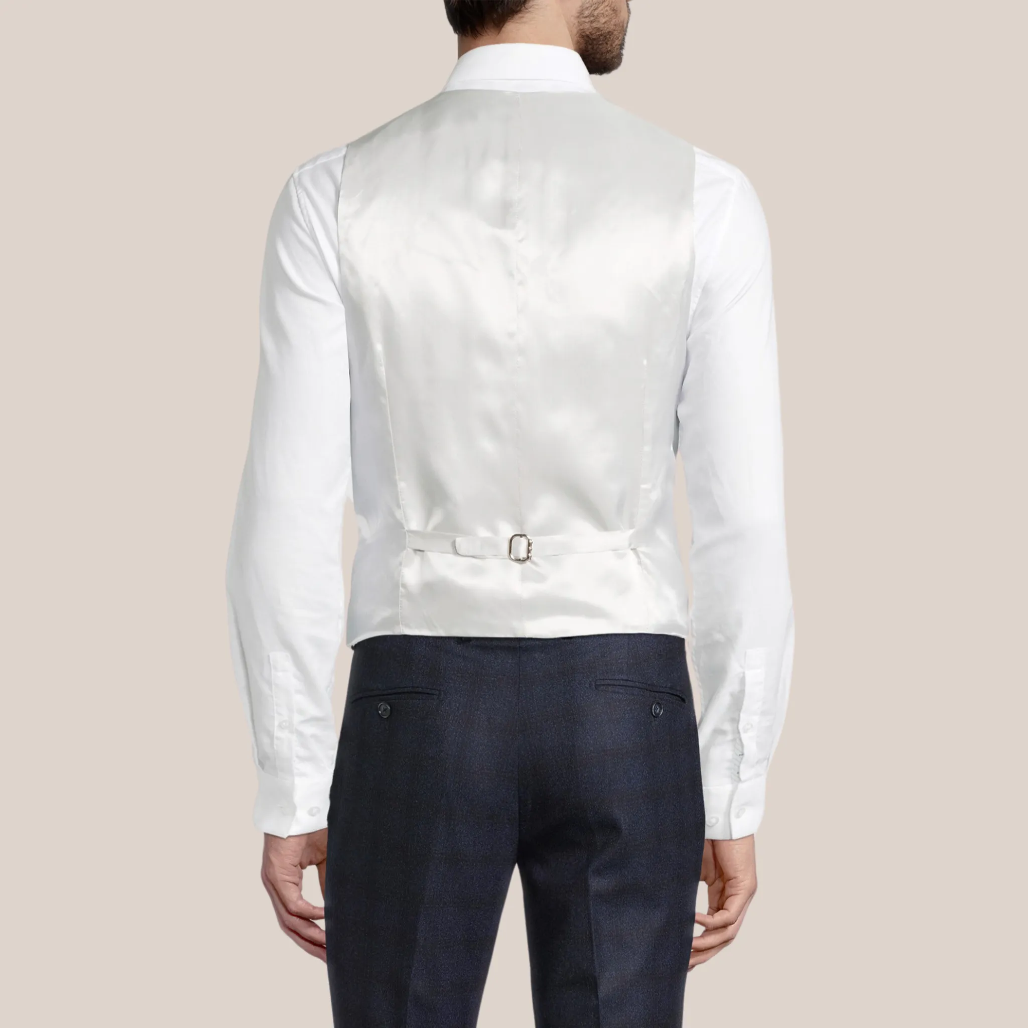 Double Breasted Stretch Linen Waistcoat - Light Grey
