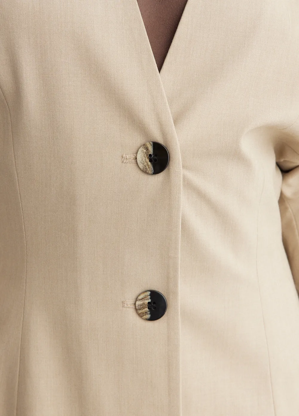 Drapey Melange Fitted Shape Sleeve Blazer