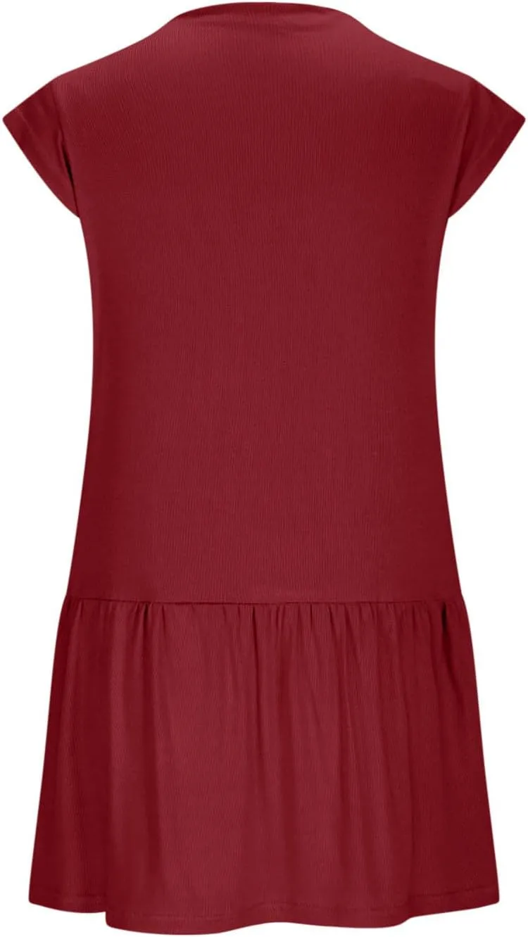 Dresses for Women 2025 Fashion Stand Collar Drop Waist Ruffle Mini Dress Casual Classy Spring Summer Cap Sleeve Dress