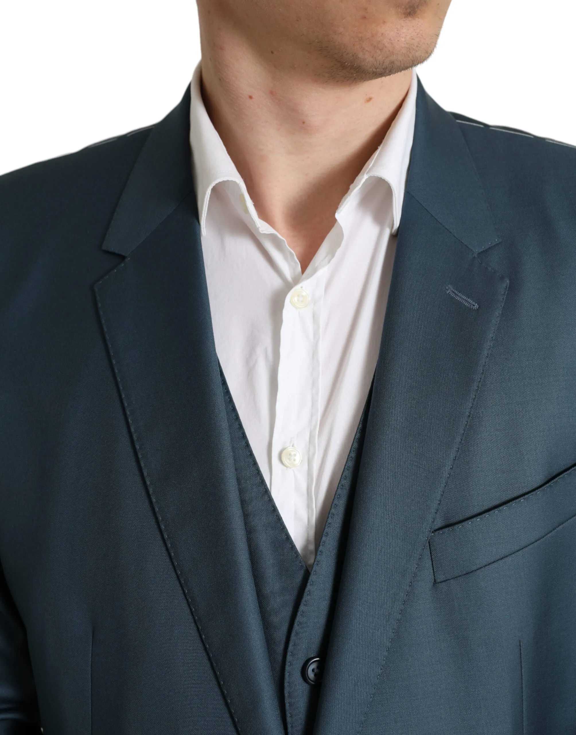 Elegant Green Martini Two-Piece Wool Suit