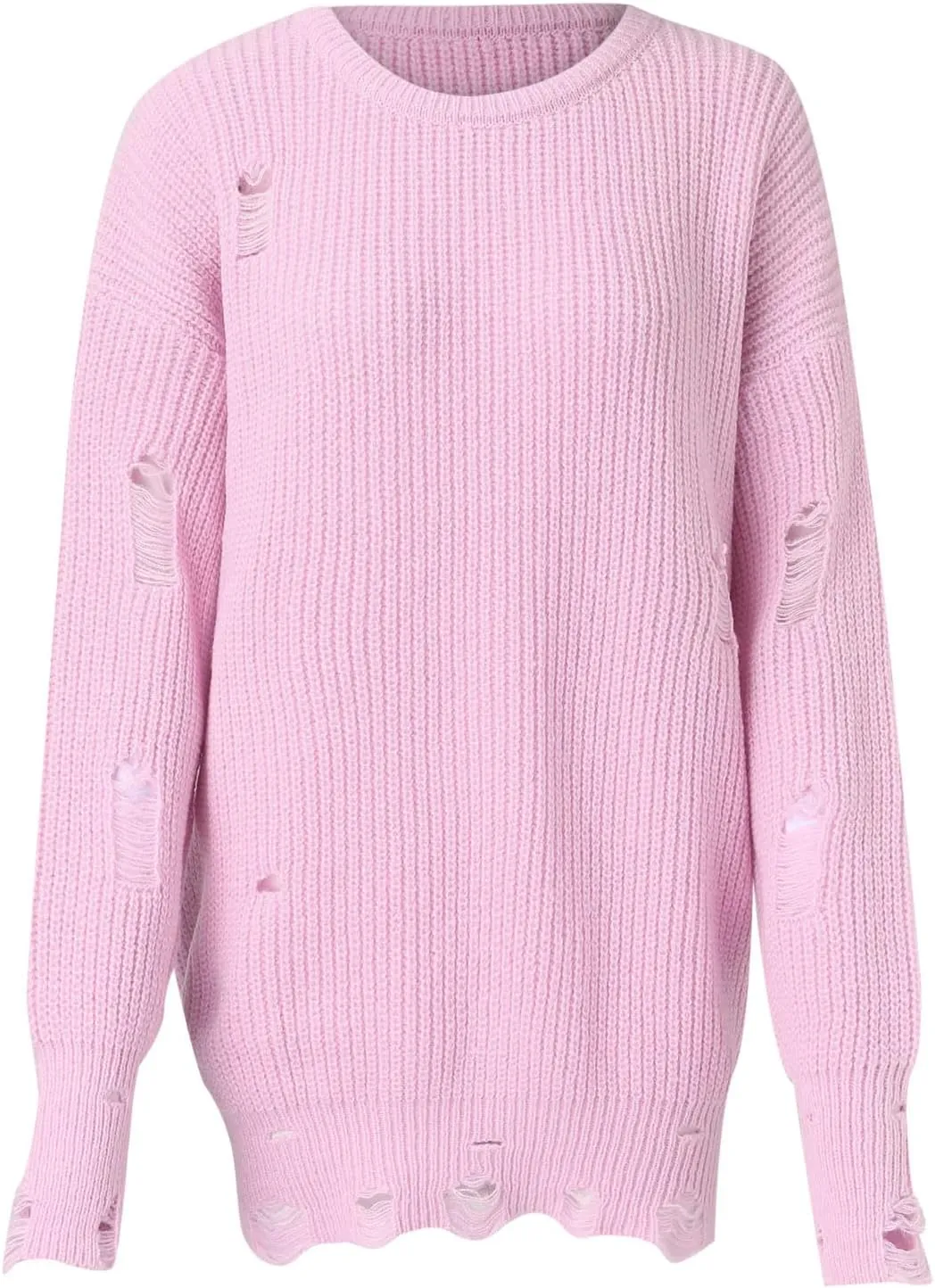 Fall Sweaters for Women 2024,Chunky Knit Crew Neck Solid Color Long Sleeve Soft Casual Lightweight Pullover Tops