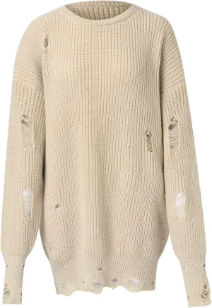 Fall Sweaters for Women 2024,Chunky Knit Crew Neck Solid Color Long Sleeve Soft Casual Lightweight Pullover Tops