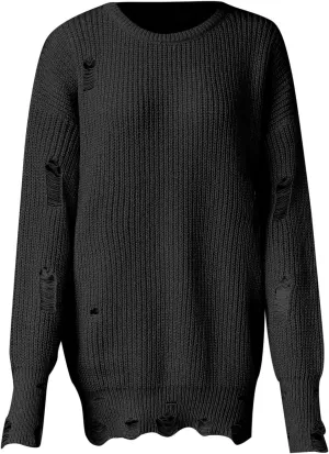 Fall Sweaters for Women 2024,Chunky Knit Crew Neck Solid Color Long Sleeve Soft Casual Lightweight Pullover Tops