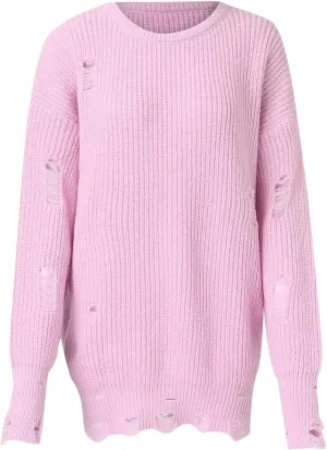 Fall Sweaters for Women 2024,Chunky Knit Crew Neck Solid Color Long Sleeve Soft Casual Lightweight Pullover Tops