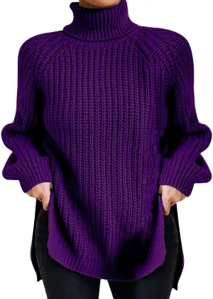 Fall Sweaters for Women Trendy Chunky Knit Turtleneck Pullover Long Sleeve Shirt Loose Plus Size Tops