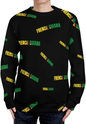 French Guiana Logo Crew Neck Sweater Oversized Long Sleeve Pure Cotton Casual Knit Pullover Sweatshirt