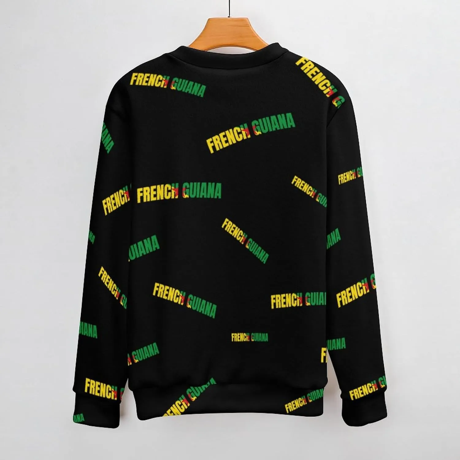 French Guiana Logo Crew Neck Sweater Oversized Long Sleeve Pure Cotton Casual Knit Pullover Sweatshirt