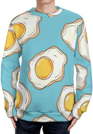Fried Eggs Breakfast Crew Neck Sweater Oversized Long Sleeve Pure Cotton Casual Knit Pullover Sweatshirt