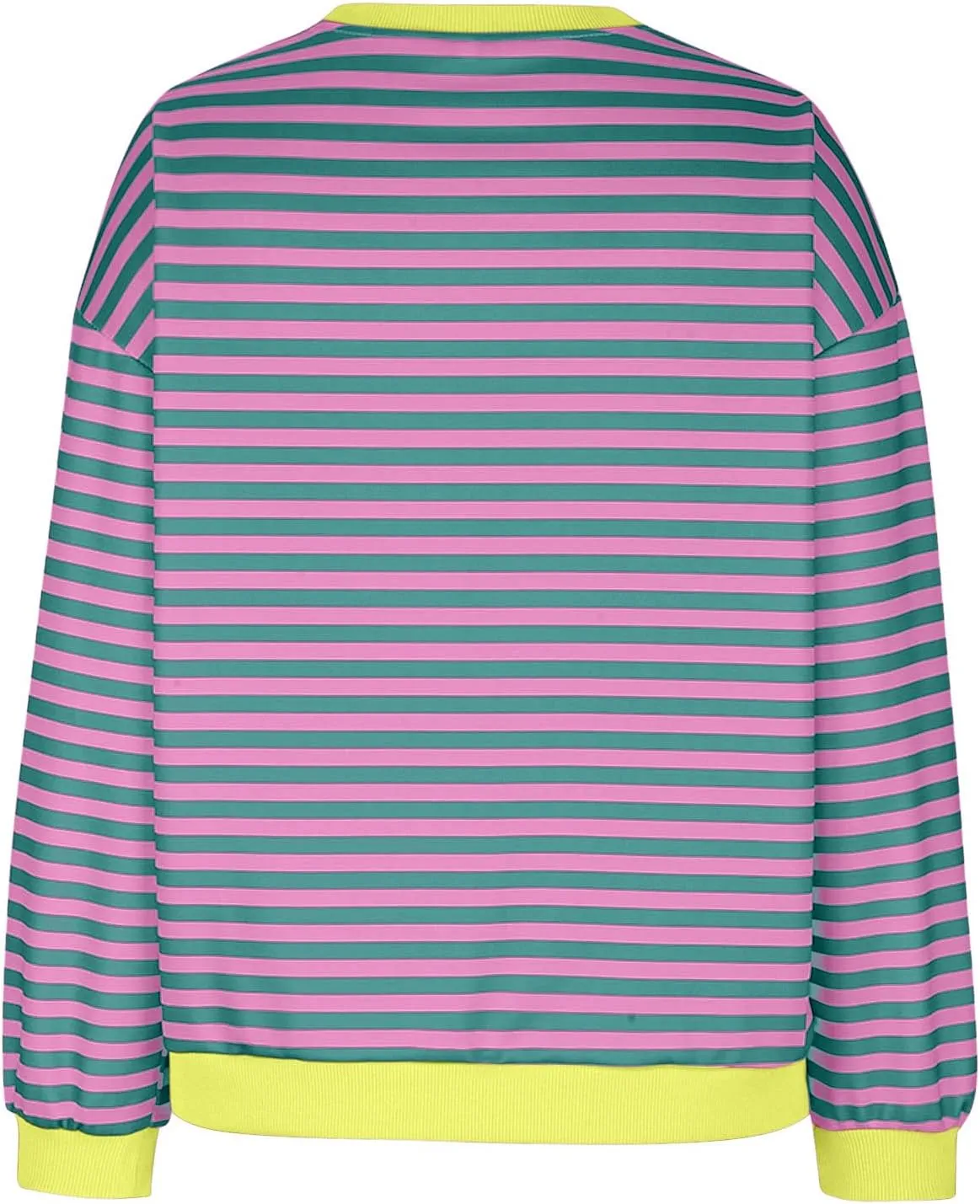 Generic Womens Oversized Striped Crew Neck Sweatshirt Color Block Long Sleeve Shirt Pullover Top Spring Fashion Y2k Clothes
