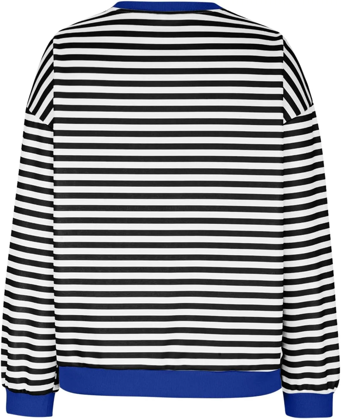 Generic Womens Oversized Striped Crew Neck Sweatshirt Color Block Long Sleeve Shirt Pullover Top Spring Fashion Y2k Clothes